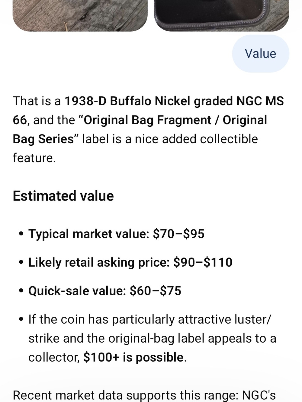 Certified Buffalo Nickel Coin - Gold-Toned - Picture 3 of 3